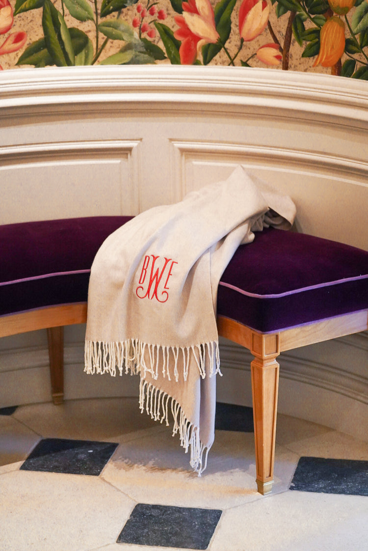 Caption: Monogram style is Logan with Melon thread.