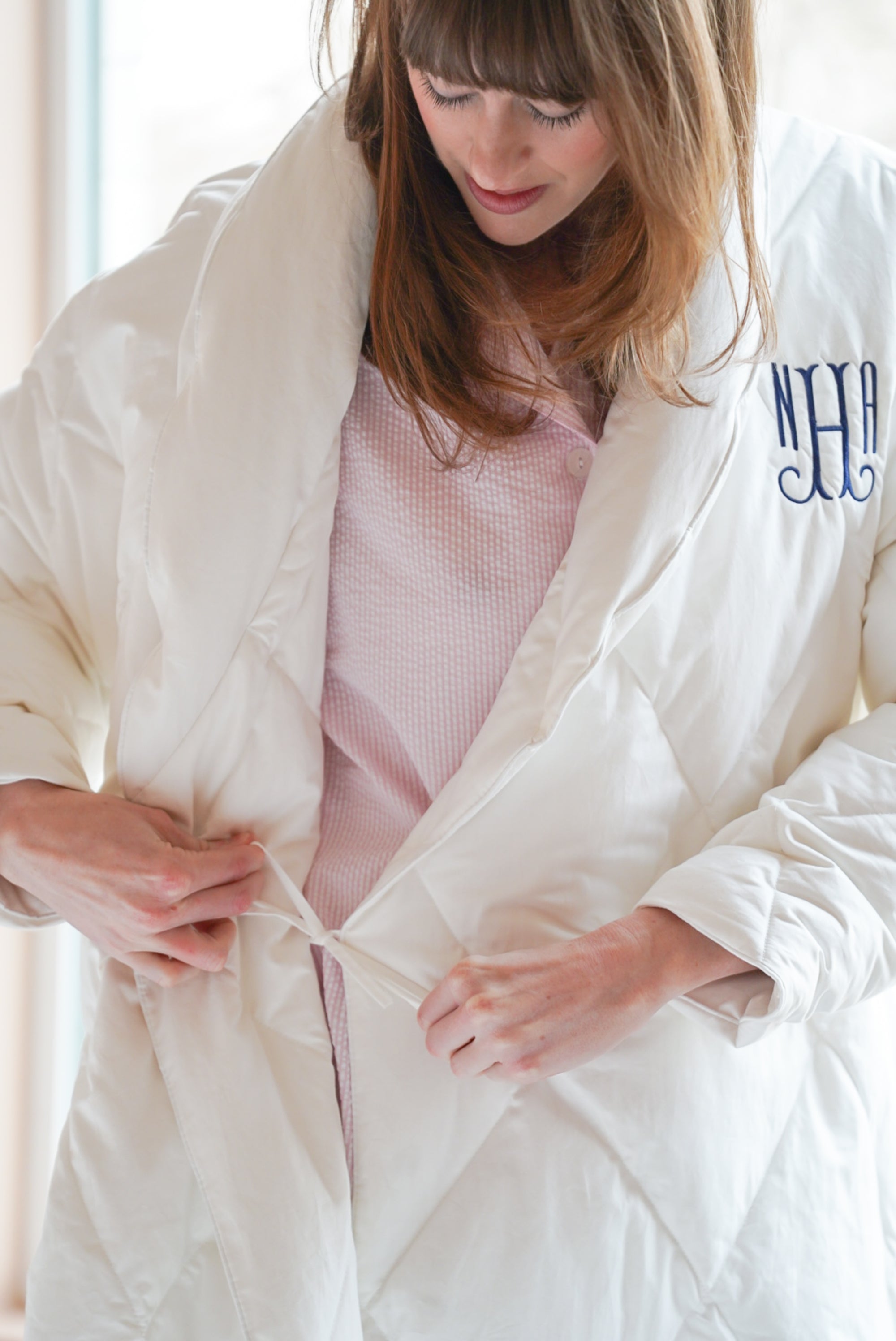 Caption: Monogram style is Logan with Navy thread.
