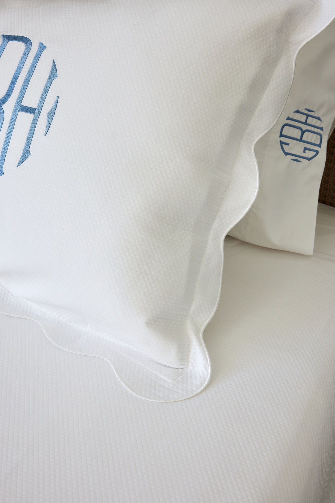 Caption: Close up of the diamond pique pattern.