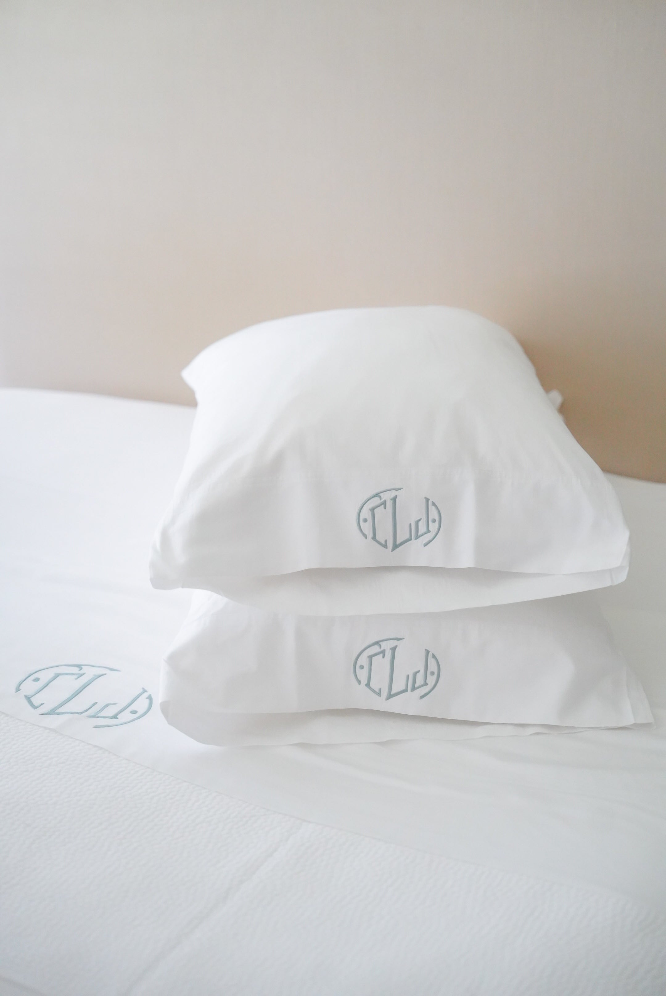 Embroidered monogram pillow cases sale